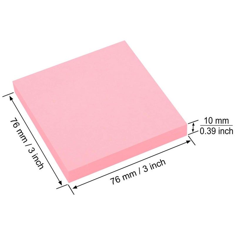 ZCZN 400 Sheets Pop-up Sticky Notes, 3 x 3 Inches, 4 Pads Bright Color Self-Stick Notes, 100 Sheets/Pad, Pink - Image 2